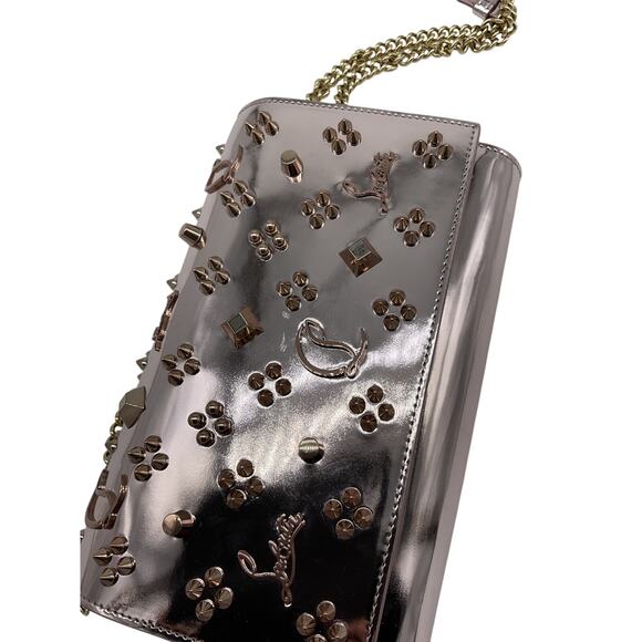 Metallic Pink Christian Louboutin Spiked 'Paloma' Clutch - Picture 4 of 8